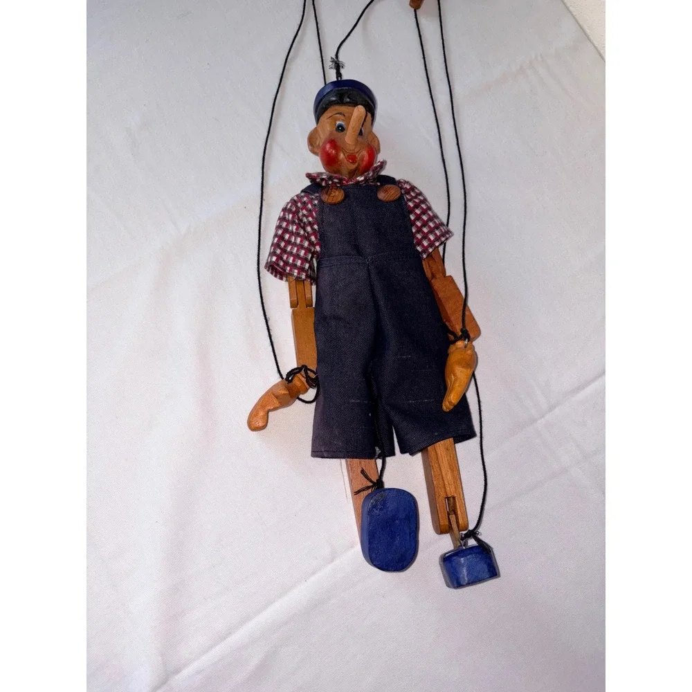 Vintage Wooden Marionette Puppet Pinocchio Style Sailor‎ Outfit Collectible Toy
